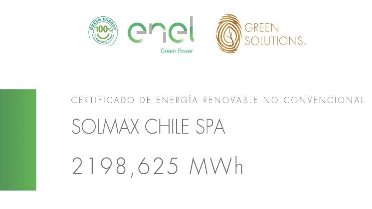 #SolmaxChile obtiene su certificado de energía renovable no convencional.